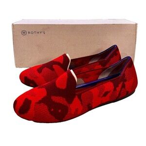Rothy's The Loafer Red Camo Slip On Shoes Flats Women's Size US 8.5 NEW with Box